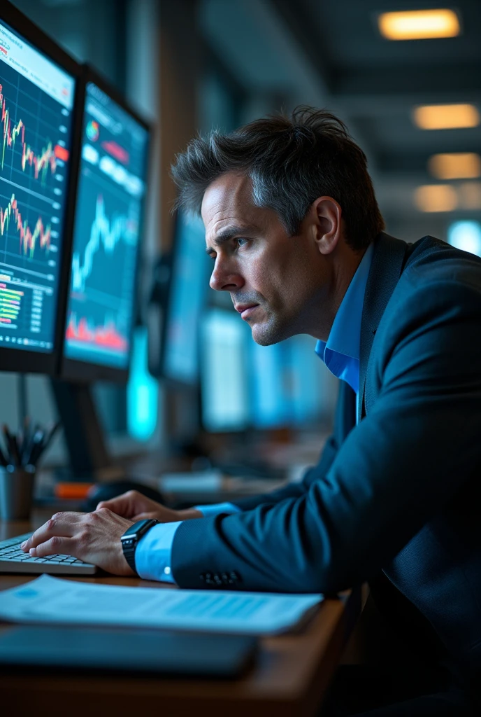A person looking at stock market charts 
