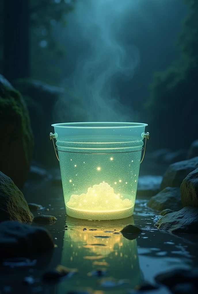 Water bucket filled with light