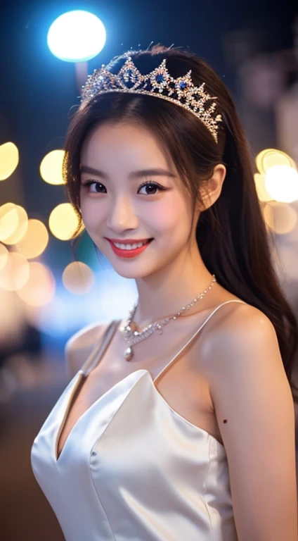 (Uhd, retina, masterpiece, Accurate, anatomically correct, rough skin, Super detailed, advanced details, high quality, 最high quality, High resolution, 1080p, hd, 4k, 8K, 16k), (detailed and beautiful eyes, beautiful detailed lips, highly detailed eyes and face), soft lighting, Physically based rendering, Bright colors, (big breasts, glamorous body), (race, arm warmers), (portrait, shiny hair, shiny skin, blush), (Bokeh), eye reflection, (Laugh and laugh:1.5),, realistic,(Lie:1.3)