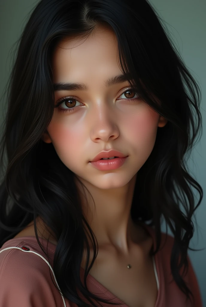 Asian girl 2 Black hairs Brown eyes Pakistan