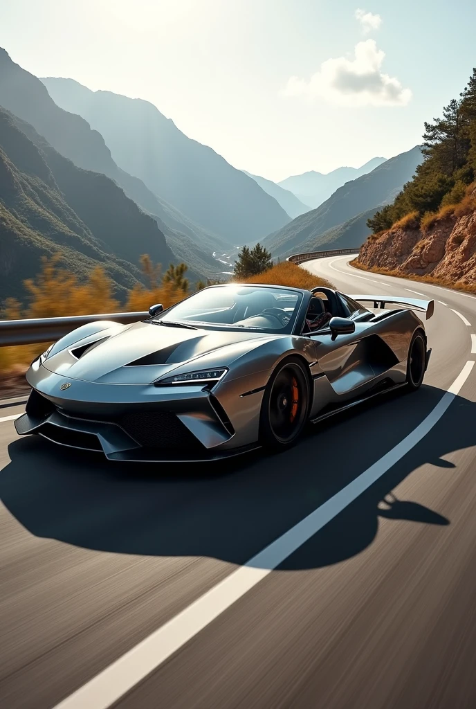 Create a super sports car, convertible, fast, powerful and sporty