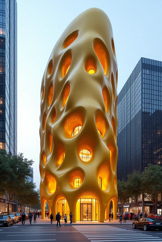 Create an urban clinic with facades shaped like corn kernels