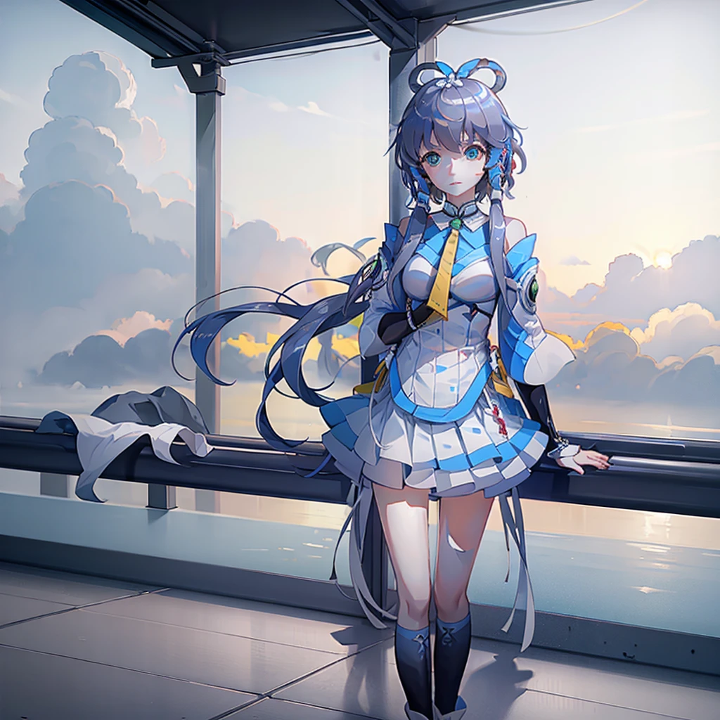 Let Luo Tianyi stand on the underground high-speed rail platform of Taipei Railway Station。High resolution, panoramic, super wide angle,