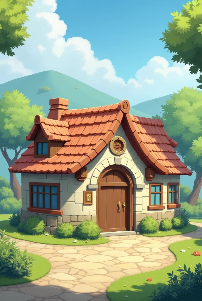 Create a clinic in a village with circular facades 