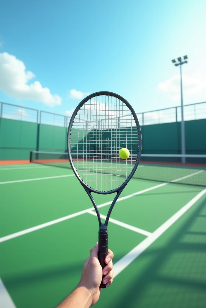 Create a real tennis court with a racket