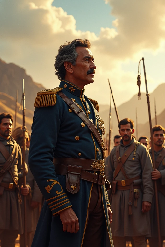 San Martin speaking to his crew