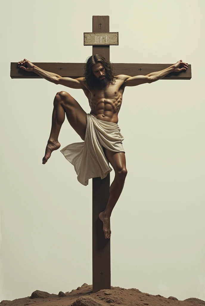 Jesus Christ doing gymnastics on the cross