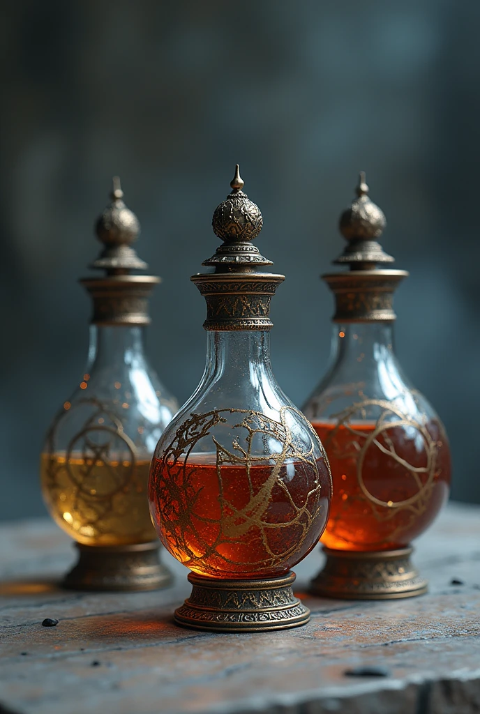 You could make an image in which there are three bottles, one full, one half full and one empty. Please let all three have the same design and let the bottles be somewhat separated, let them be potions.