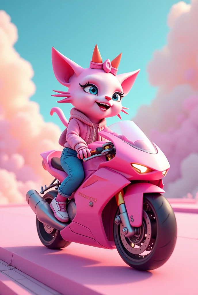 I want you to put MariioTQ on a pink motorcycle