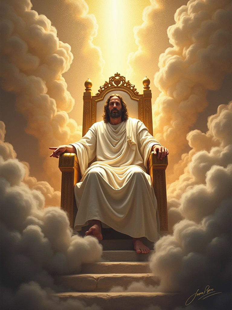 Jesus Crist On His Throne In The Kingdom Of Heaven according by bible