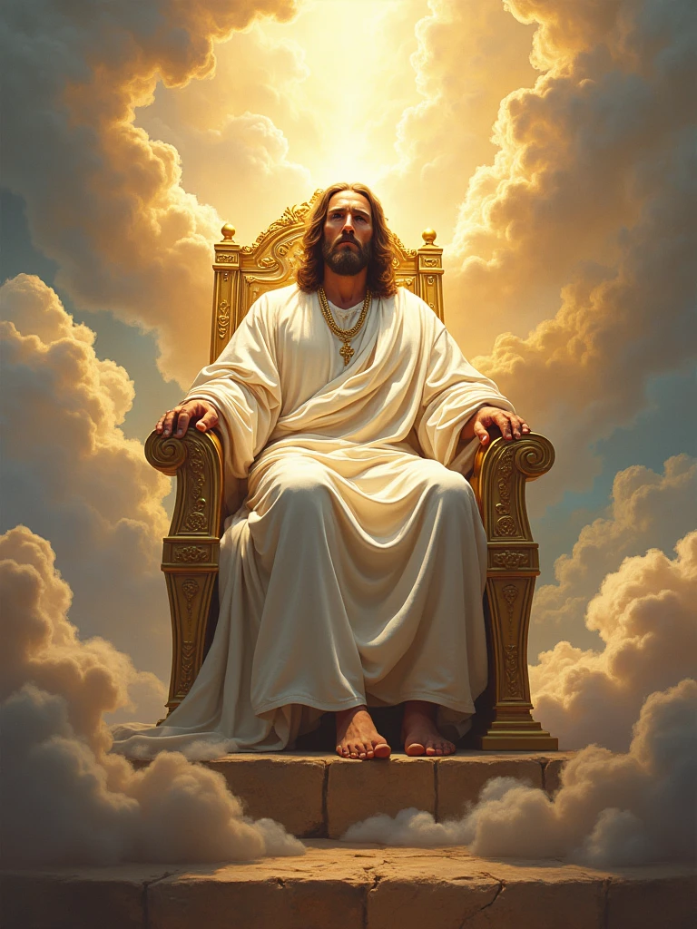 Jesus Crist On His Throne In The Kingdom Of Heaven according by bible