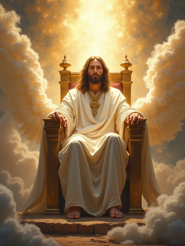 Jesus Crist On His Throne In The Kingdom Of Heaven according by bible