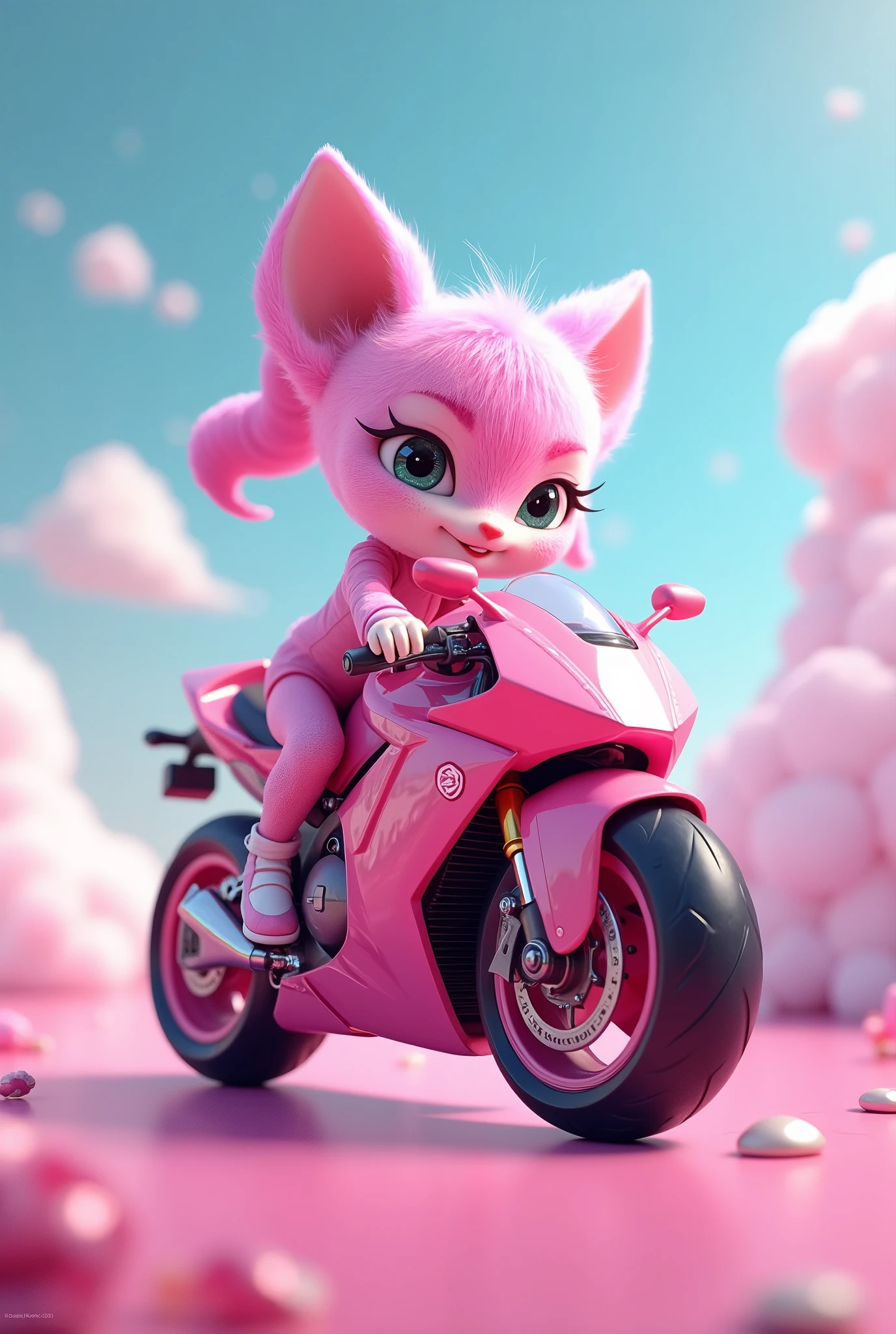 I want you to put MariioTQ on a pink motorcycle
