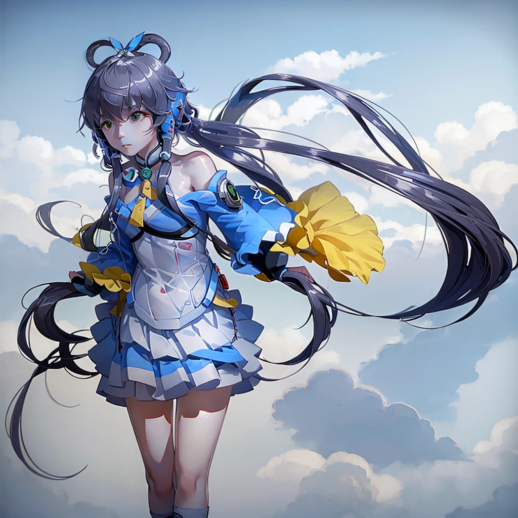 Let Luo Tianyi stand on the underground high-speed rail platform of Taipei Railway Station。High resolution, panoramic, super wide angle,