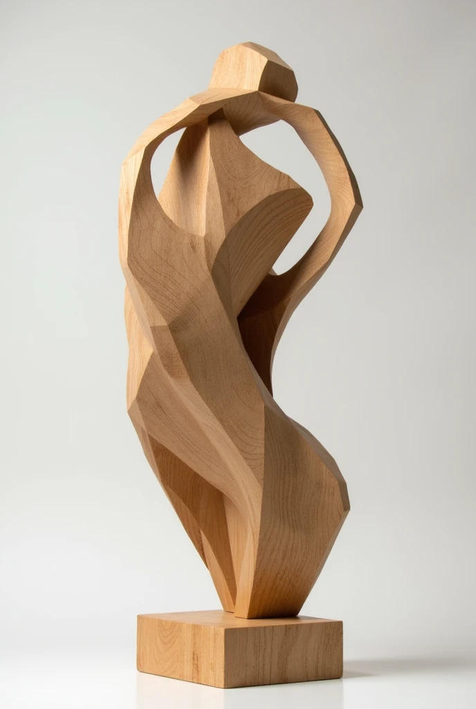 Create an image of a sculpture that represents the concept STRONG in a very abstract way; This sculpture should be very very easy to make in soft wood and with traditional carpentry tools., that does not represent human figures, Give me easier options that only consist of straight lines