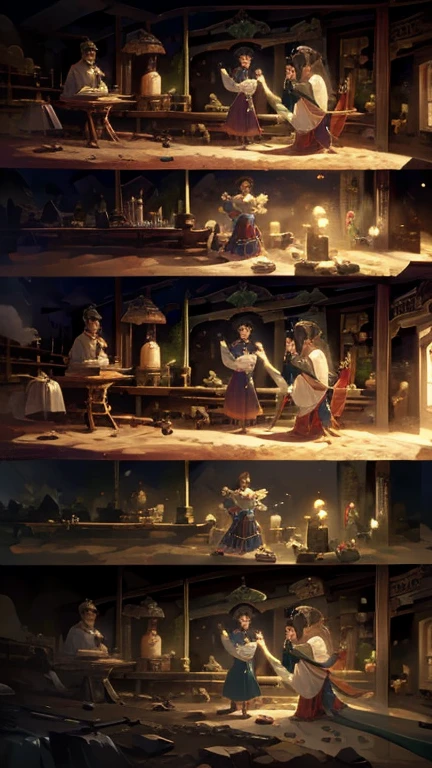 Fantasy，8k,Very detailed, masterpiece,High resolution,Highest quality,Increase the resolution,Cinema Lighting,Different space，The 5th Dimension，Eight million gods，Deep woods，Machu Picchu，ancient ruins，God of Sake Bottles，dance