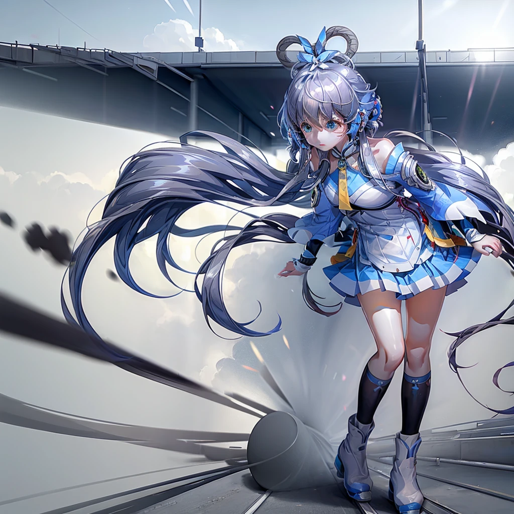 Let Luo Tianyi stand on the underground high-speed rail platform of Taipei Railway Station。High resolution, panoramic, super wide angle,