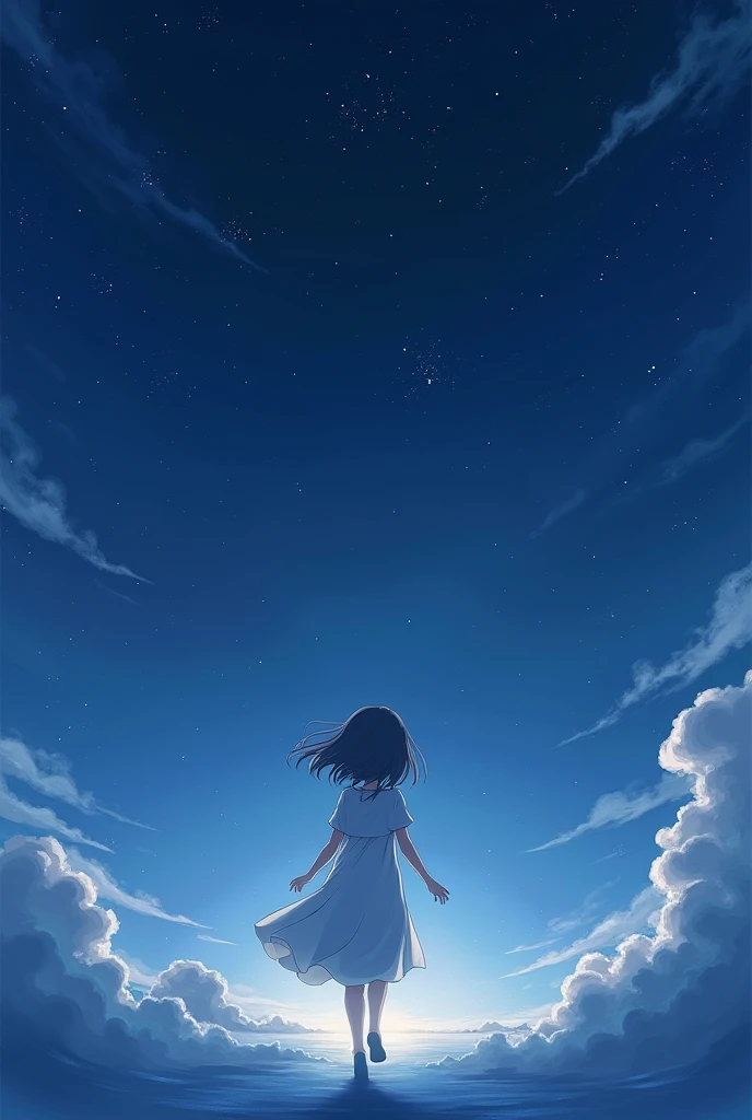 Create some nostalgic invisible themed anime with a starry sky