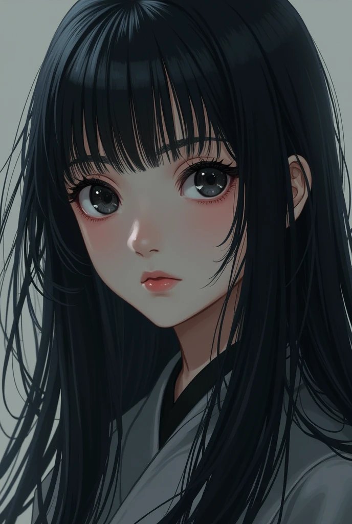 1 girl, , naruto, Uchiha, dark eyes without pupils, long black hair, pretty, full, pink mouth