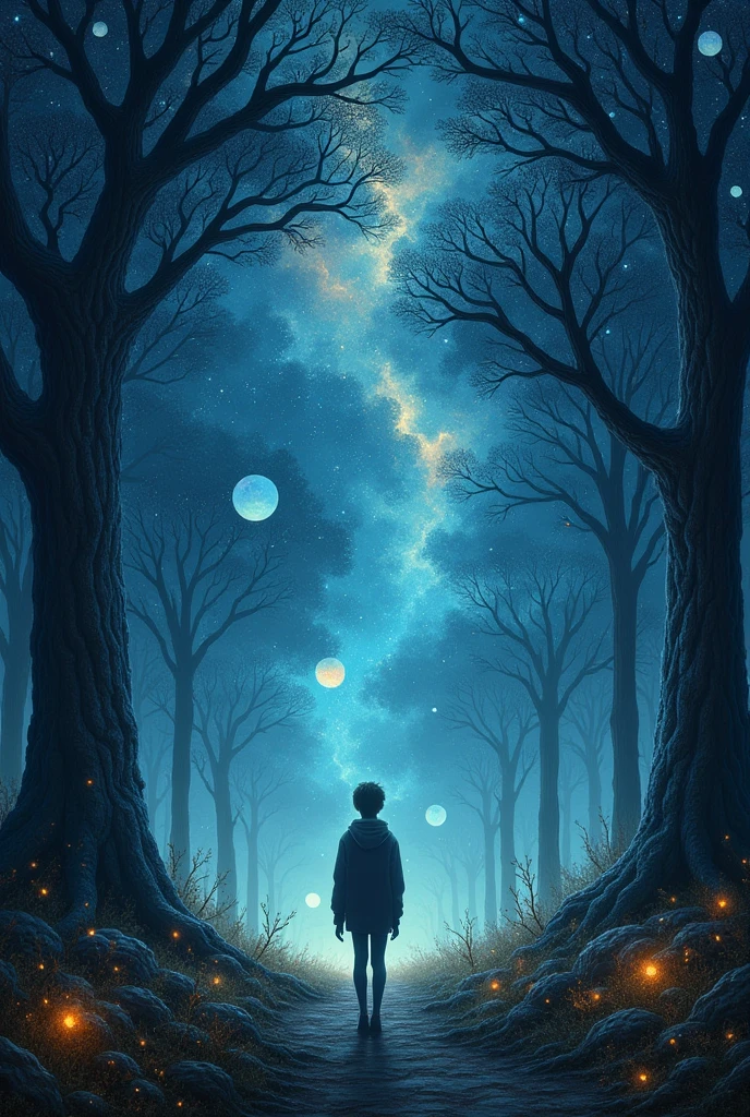 A night landscape with the theme of magical realism