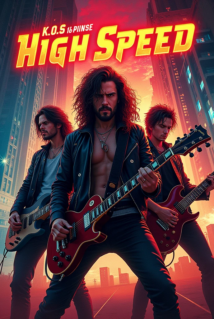 Create album cover Rock band called K.O.s.
And album called high speed In rocker colors
