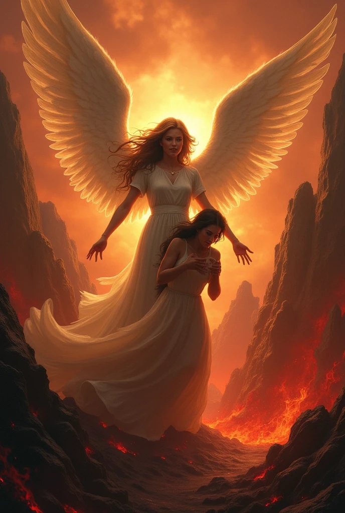 Angel trying to save woman from hell