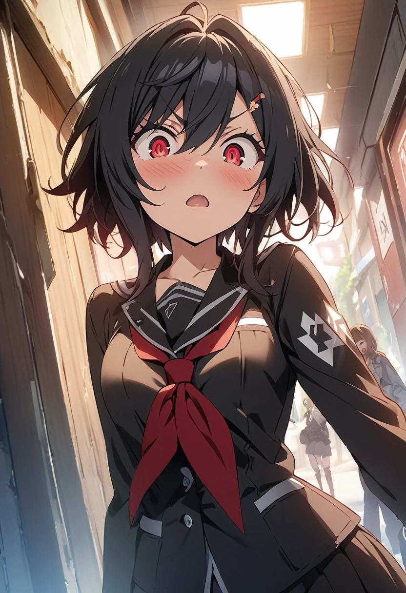 score up_9,score up_8,score up_7,source_anime,masterpiece,best quality,super fine illustration,20yo,sharp eyes,red eyes,black hair,commender