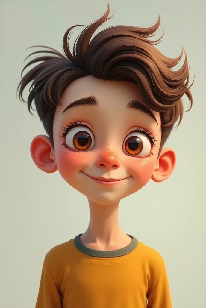 You can create a skinny white boy with brown eyes and brown hair with freckles and another haircut