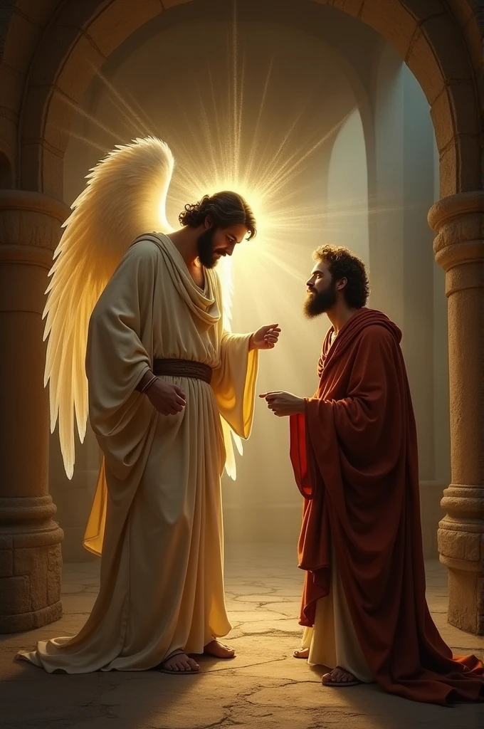 biblical history,
An angel conversing with Joseph, the father of Jesus