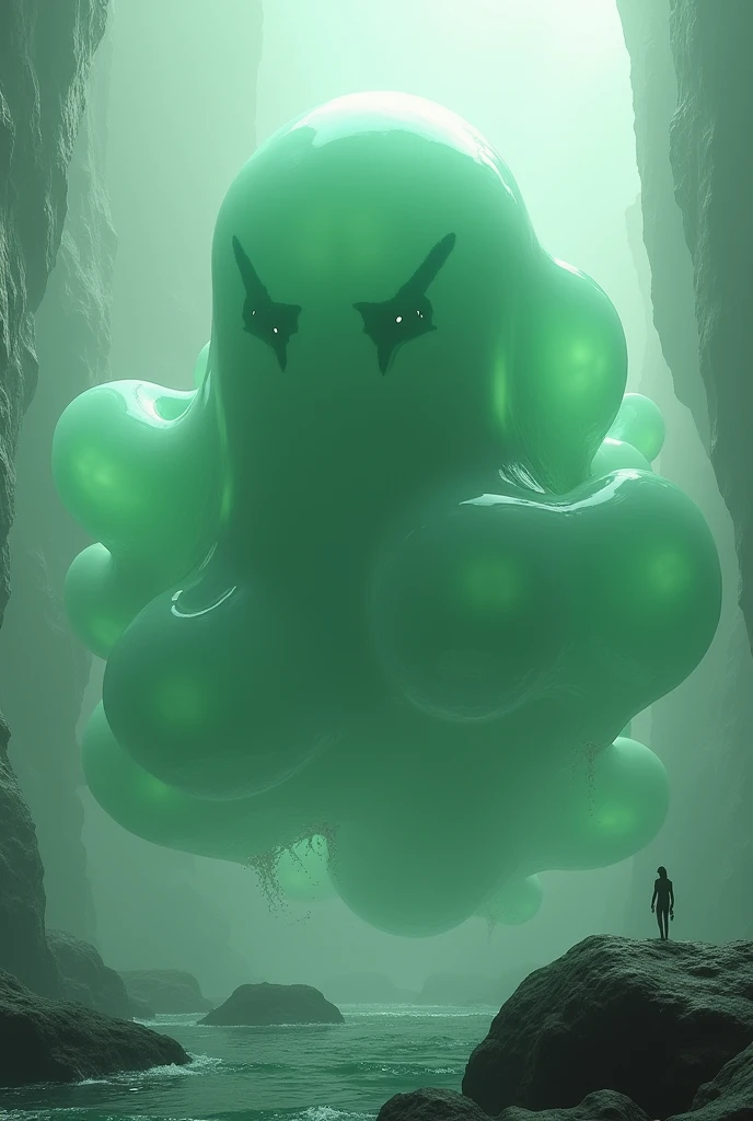 Giant transparent green slime blob