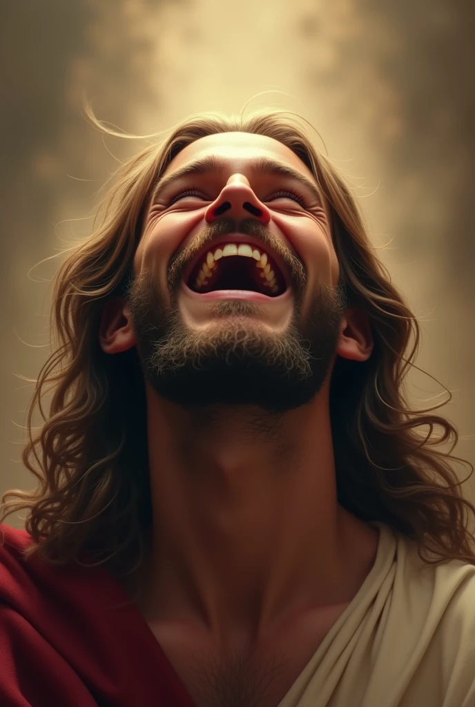 Jesus Christ laughing intensely 