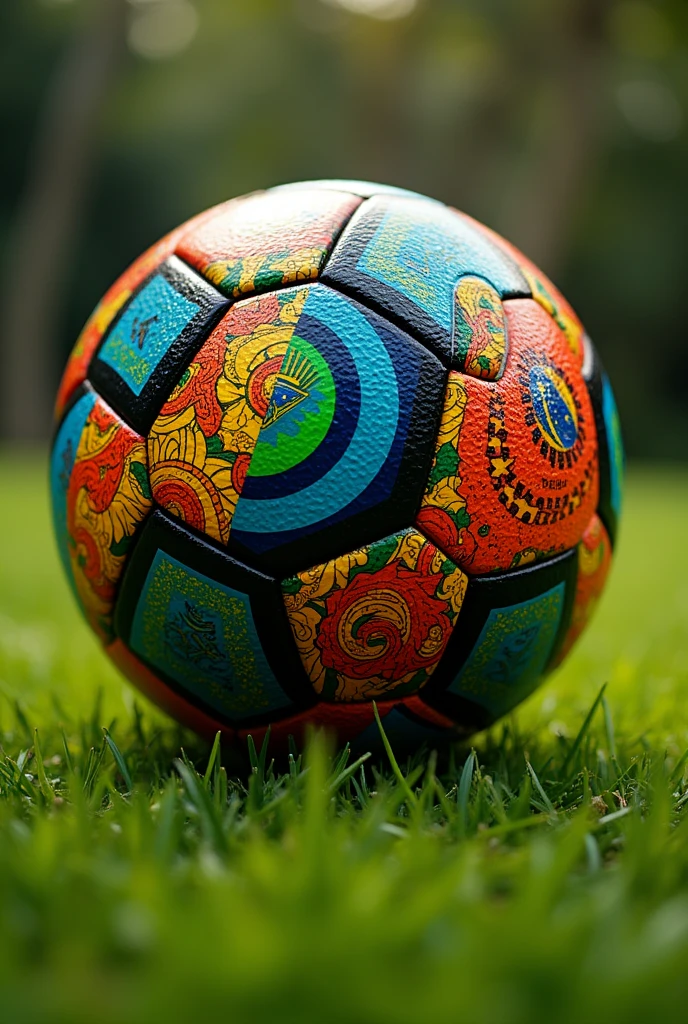 A football with vibrant design and advanced technology, Brazilian culture