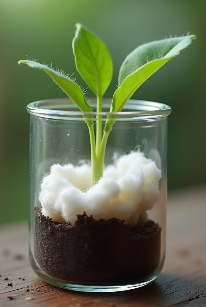 Germination process of a bean with cotton in a glass,that doesn&#39;t look professional,that the images look like they were taken by a phone
