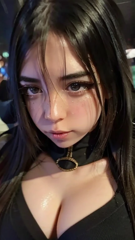 a cute anime girl with large breasts, extremely detailed face, beautiful detailed eyes, beautiful detailed lips, long eyelashes, detailed hair strands, intricate clothing, shiny skin, dynamic pose, high quality, 8k, hyper realistic, award winning, masterpiece, vibrant colors, cinematic lighting, portrait Nimu - streamer