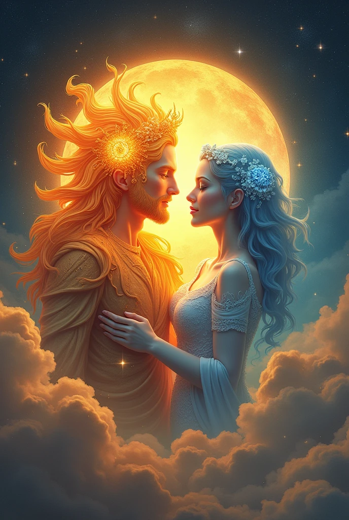 The Sun and the Moon were two lovers whose hearts were intertwined in a love so pure that it was extraordinary.. His love was infinite and wonderful, eclipsing everything the gods had known