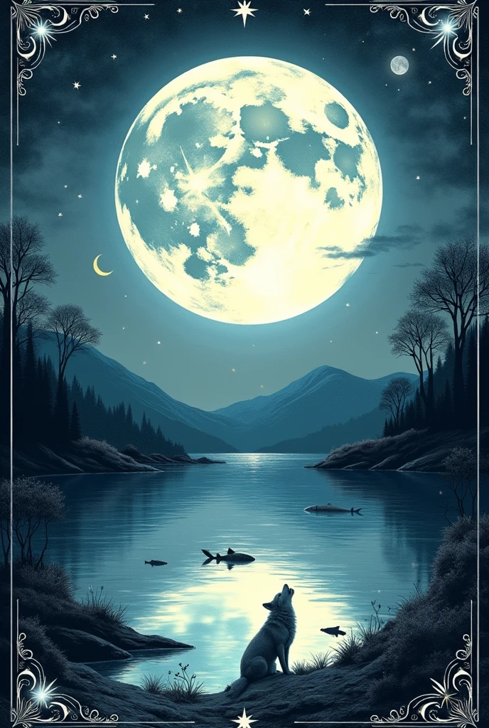 A tarot card containing the moon