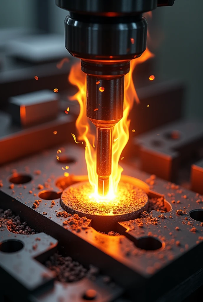 image of a 16mm diameter milling tool catching fire during machining