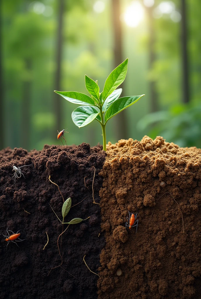 Difference between preserved soil and degraded soil
