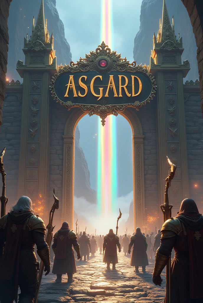 Gods of Asgard at the kingdom gate HOLDING A NAMEPLATE ASGARD ADMs