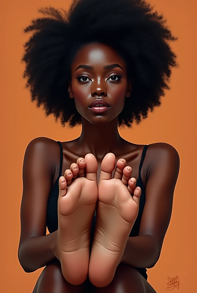 African American woman showing her feet


