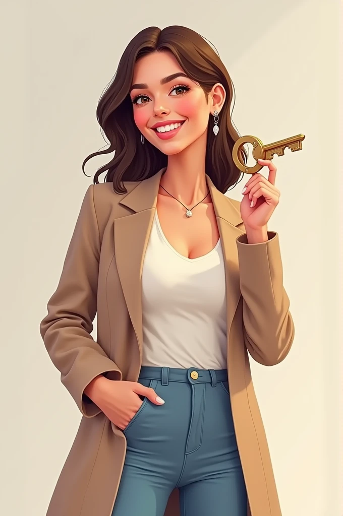 Smiling woman holding a key