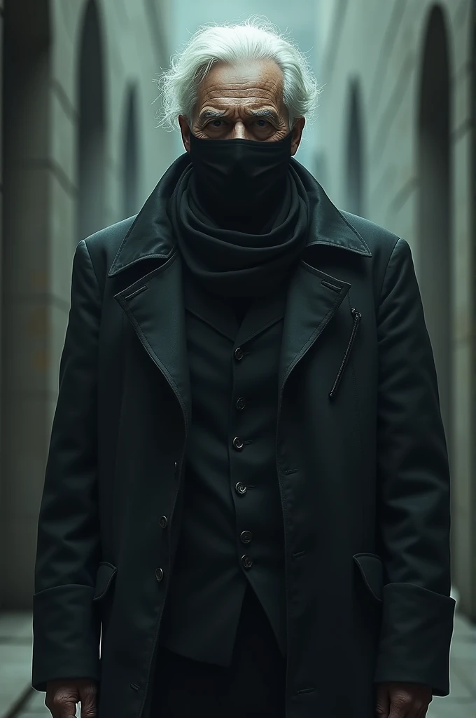 Man with mask and white hair