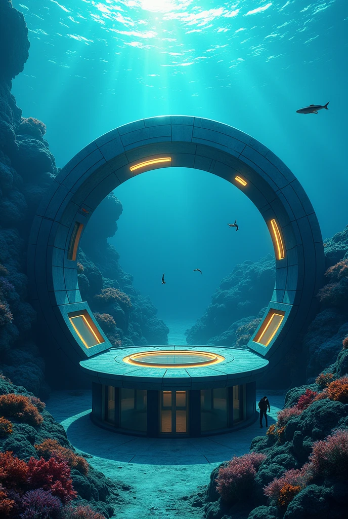 Circular building: Design a building with a circular floor plan, like an observatory under the sea
