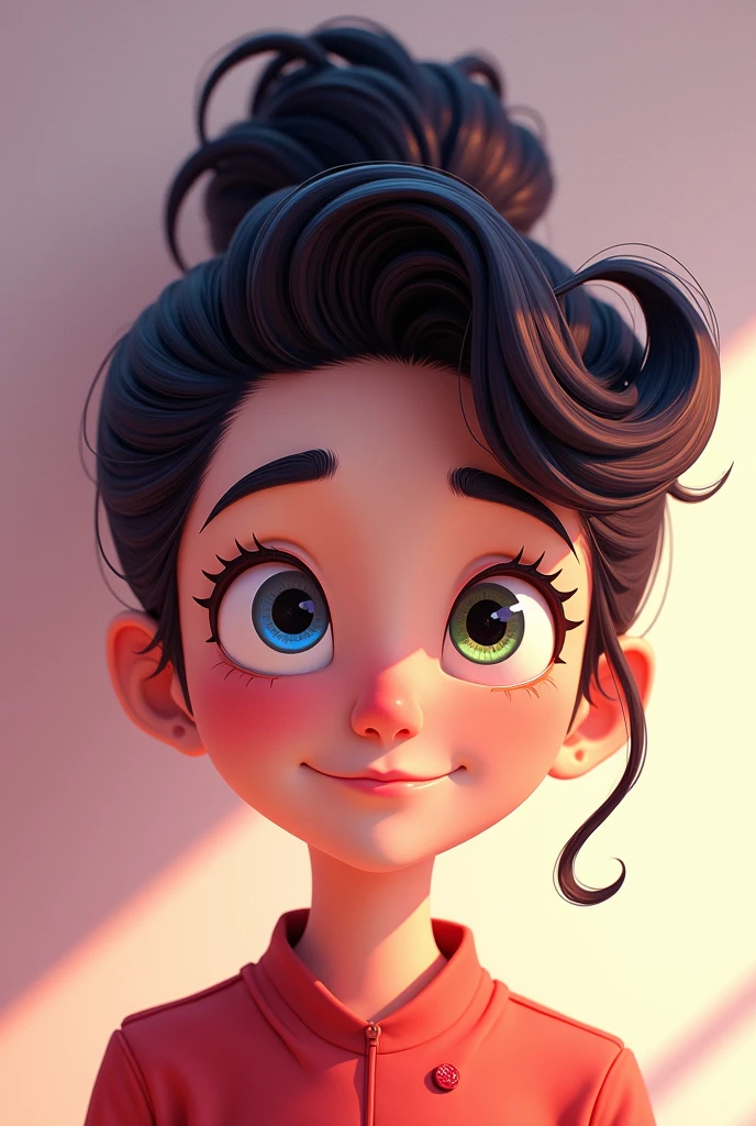 An animated version of me, highlighting my eyes and hair