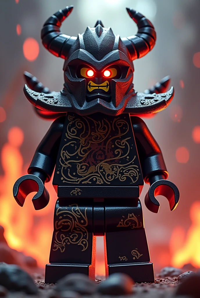 create me a lego oni ninja merge between nokt from ninja go dragon rising, ninjago garmadon et ninjago muzzle in lego ninjago