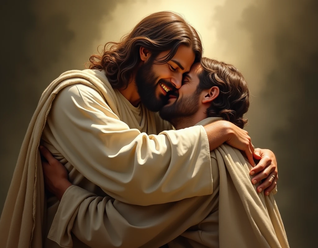 We need an image of Jesus embracing a man.