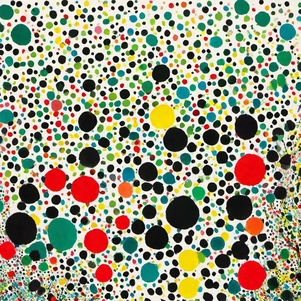 Printing pattern,Color ink,Polka dot art,Dot,Freehand,artistic conception,Wu Guanzhong's artistic style,Minimalism,inspired by Yayoi Kusama, Stanley Donwood