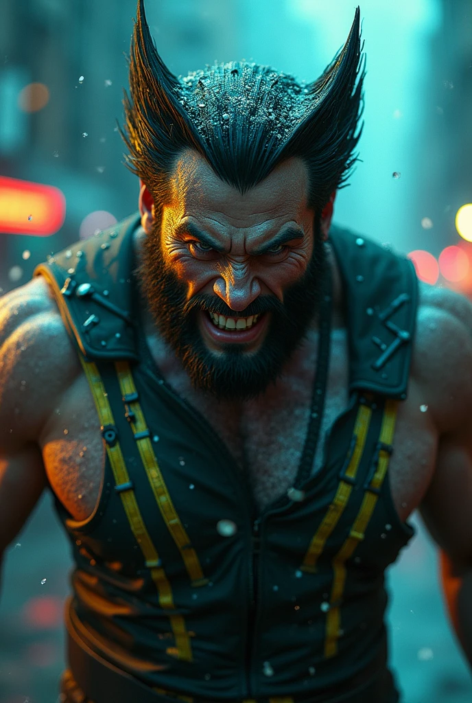 Rain, fragments, particles blender Extreme close-up face
Actor asian hulk Akira kaneda's wolverine creepy monstrous scary as hulk green wolverine viking traje viking Year 2099s from X-Men's filmed by ZackSnyder, wolverine dress traje semi rasgado , fighting against thugs X-men Full body , traje rasgado semi Pearl yellow black neon-infused psicodélic fragments splash Snowflakes X-shaped stripes raytracing fashion Week , variant angles, captured with award-winning photography technique, cinematic, dark environment, bokeh, grainy, urban-xmen setting, blurry, IMAx, filmed with Kodak portrait 400, 200mm, f2.8, high resolution, teal filter.Adicione efeitos com chuva, e. Novas cores e trajes diferente em cenas imagens feita,