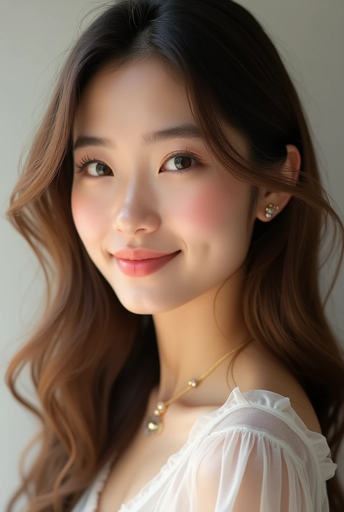 “I would like to create an image of a beautiful young woman, with an elegant and natural style. She must have an attractive and friendly appearance., with a welcoming smile and a confident posture. Por favor, highlight your beauty in a respectful and appropriate way.”new