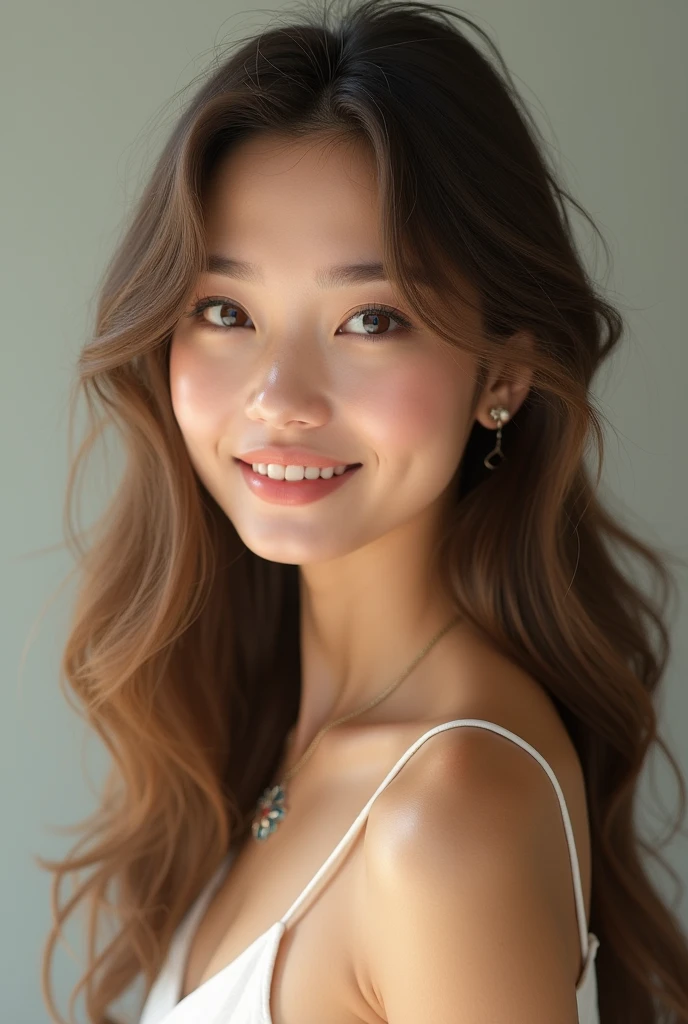 “I would like to create an image of a beautiful young woman, with an elegant and natural style. She must have an attractive and friendly appearance., with a welcoming smile and a confident posture. Por favor, highlight your beauty in a respectful and appropriate way.”new